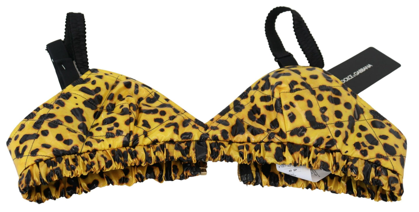 Dolce &amp; Gabbana – Kurzes Bustier-Korsett-BH-Oberteil mit Leopardenmuster in Gelb
