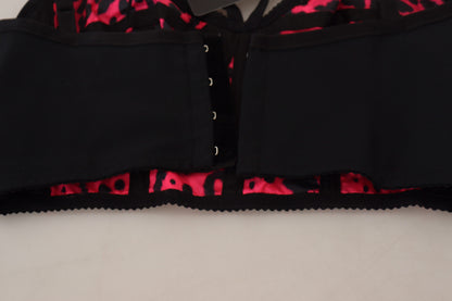 Dolce &amp; Gabbana – Kurzes Bustier-Korsett-Oberteil mit Leopardenmuster in Rosa
