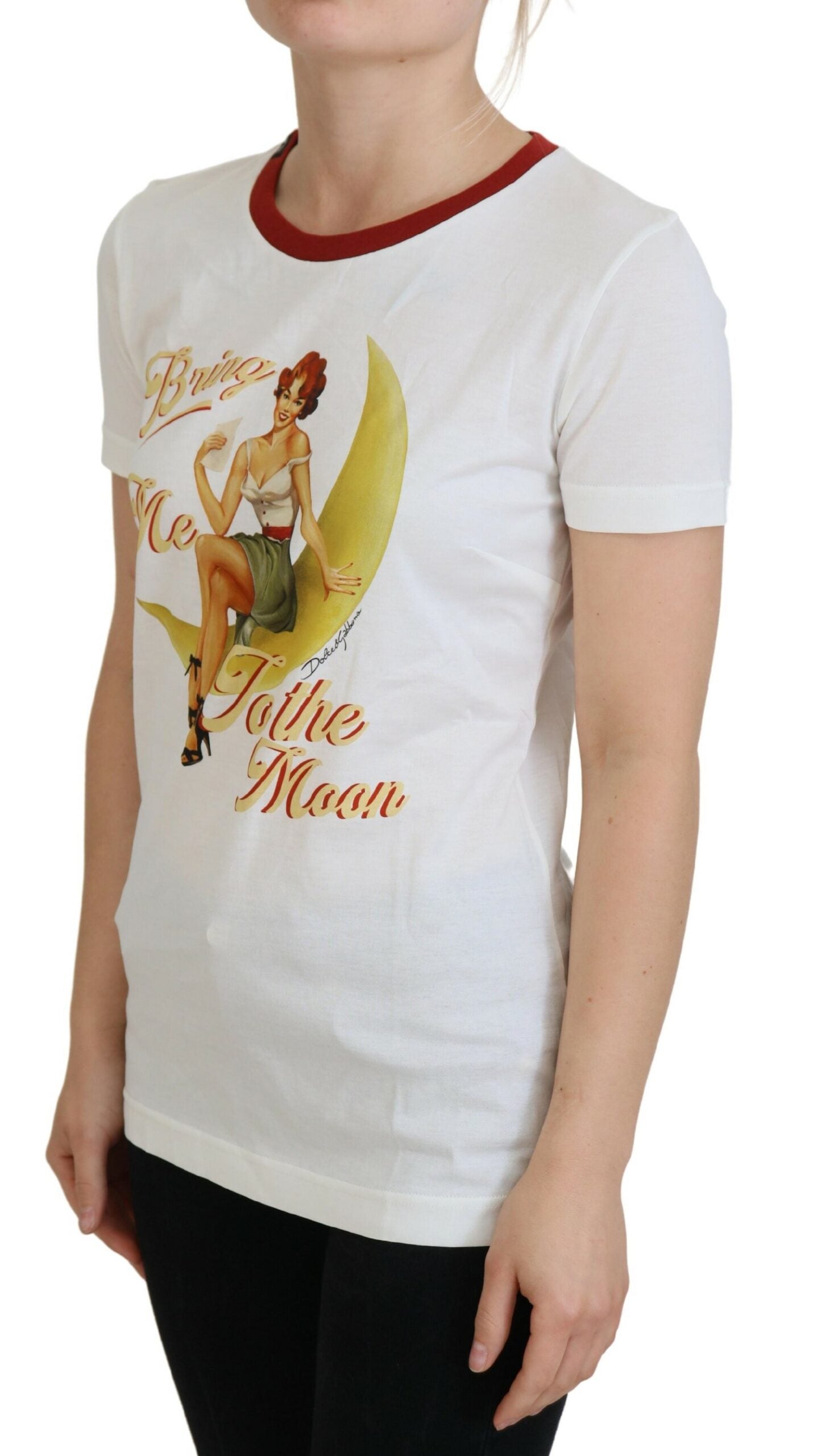 Dolce &amp; Gabbana White Printed Short Sleeves Pullover Top