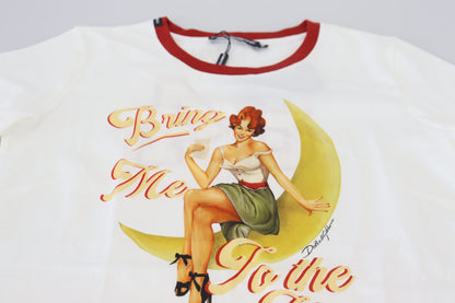 Dolce &amp; Gabbana White Printed Short Sleeves Pullover Top
