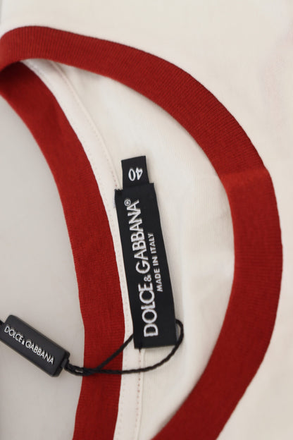 Dolce &amp; Gabbana White Printed Short Sleeves Pullover Top