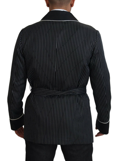 Dolce &amp; Gabbana Schwarze Robe Gestreifte DG Patch Jacke Herren Blazer