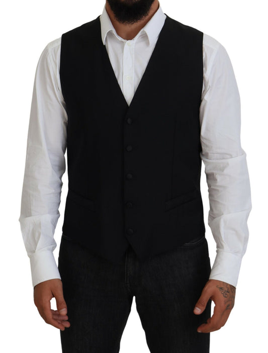 Dolce &amp; Gabbana – Schwarze Weste aus Schurwolle
