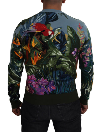 Dolce &amp; Gabbana Mehrfarbiger Pullover aus Dschungelwolle mit Logo