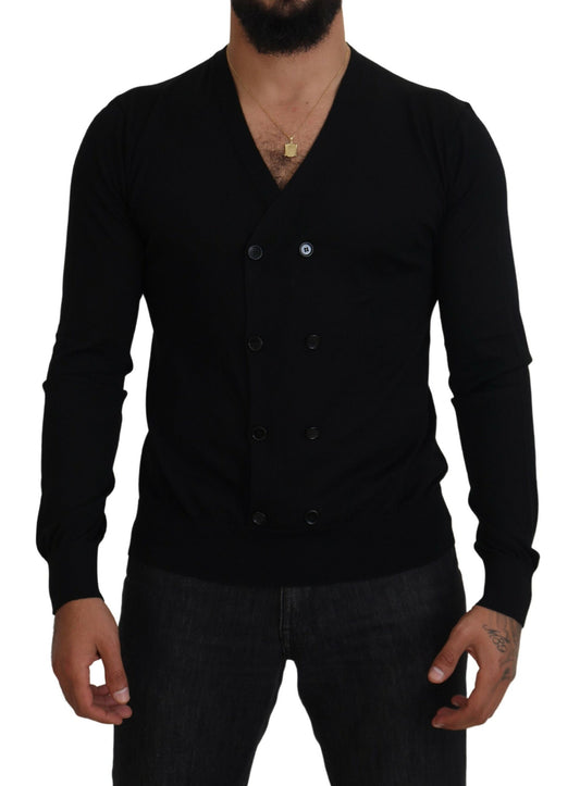 Dolce &amp; Gabbana – Schwarzer Cardigan aus Kaschmir mit Knopfleiste