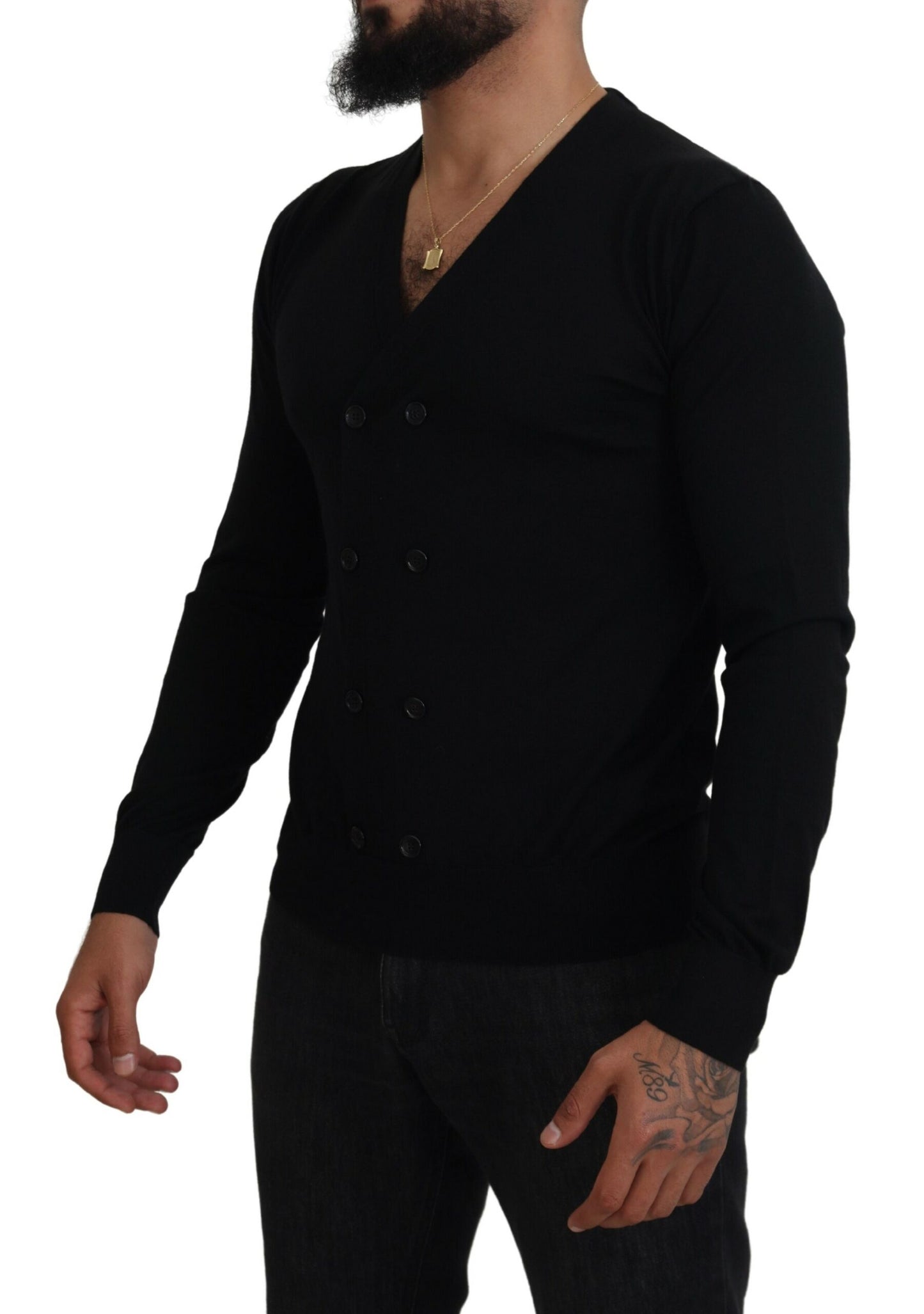 Dolce &amp; Gabbana – Schwarzer Cardigan aus Kaschmir mit Knopfleiste