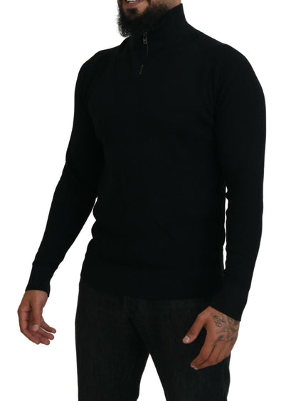 Dolce &amp; Gabbana – Schwarzer Rollkragenpullover aus Seide