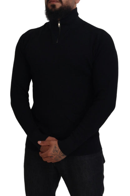 Dolce &amp; Gabbana – Schwarzer Rollkragenpullover aus Seide