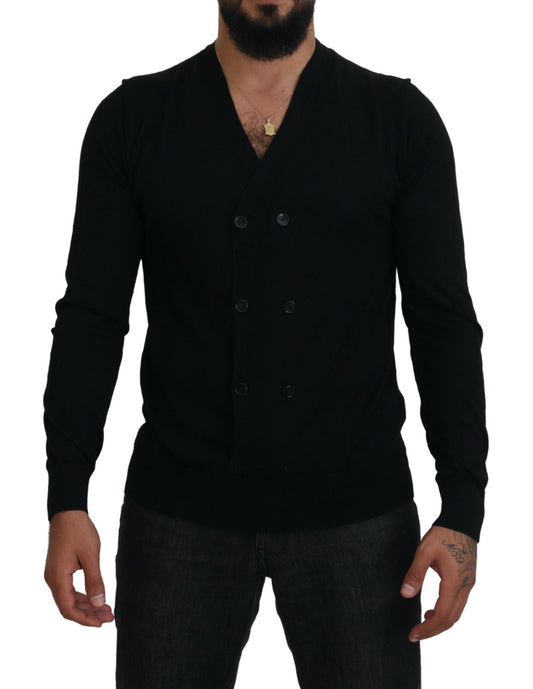 Dolce &amp; Gabbana – Schwarzer Cardigan aus Kaschmir mit Knopfleiste