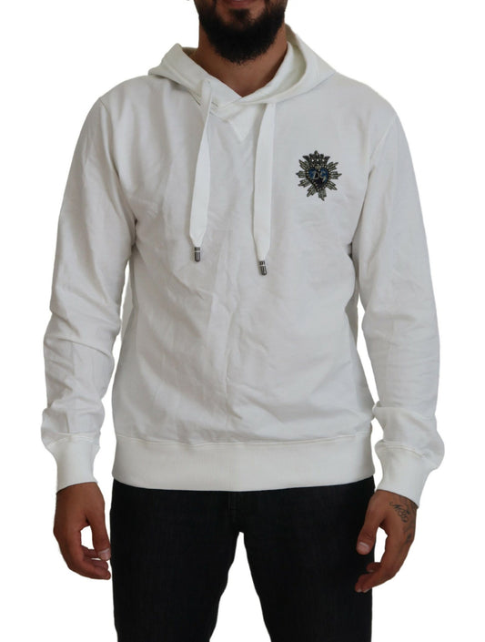 Dolce &amp; Gabbana Weißes Baumwoll-Kapuzensweatshirt mit Logo