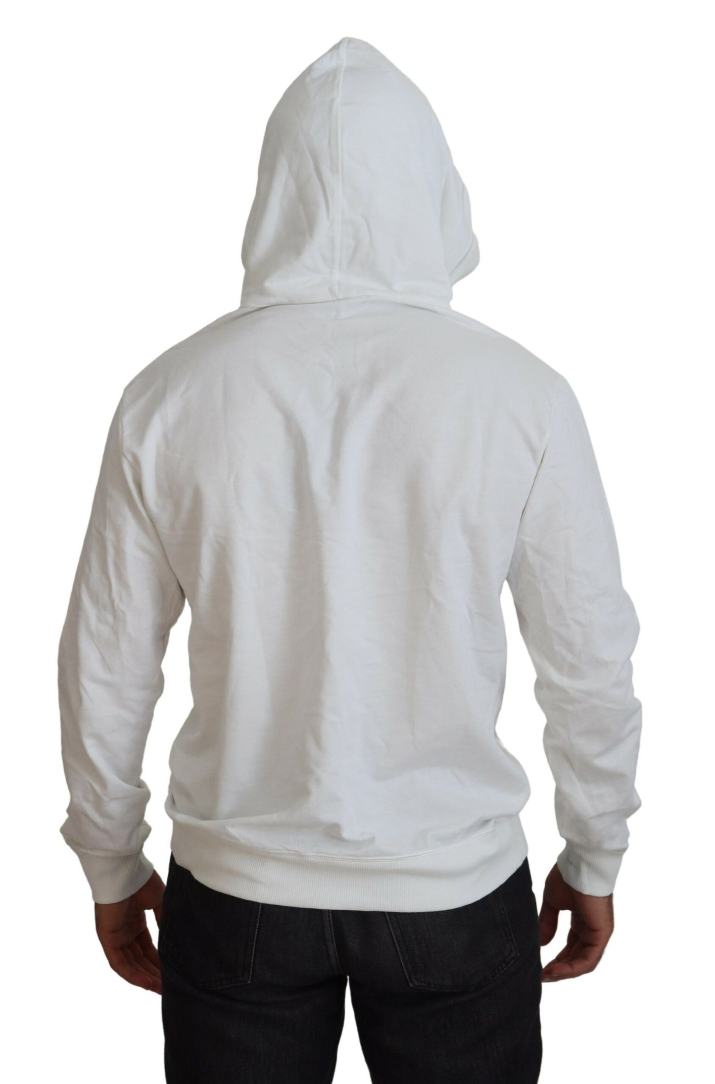 Dolce &amp; Gabbana Weißes Baumwoll-Kapuzensweatshirt mit Logo