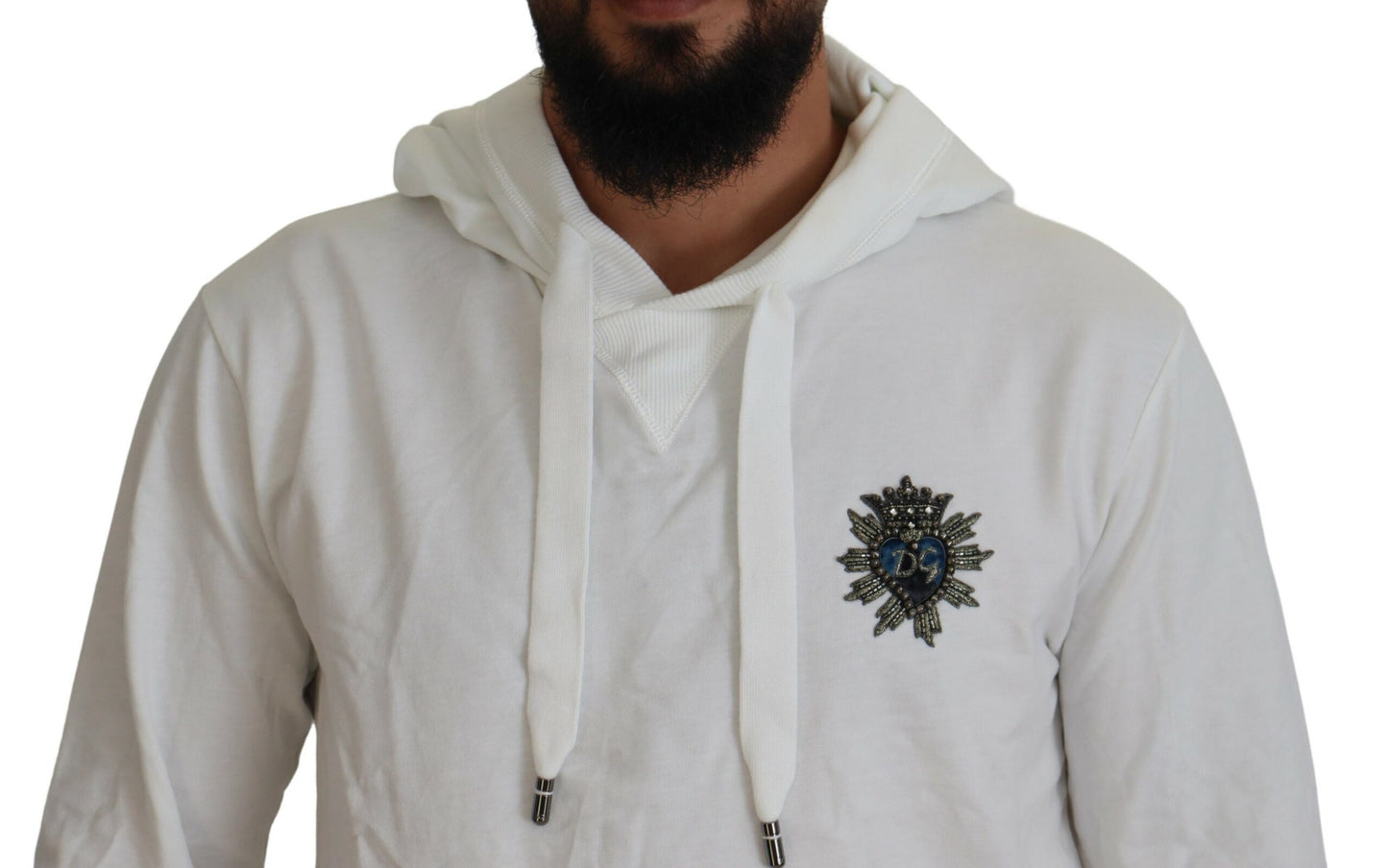Dolce &amp; Gabbana Weißes Baumwoll-Kapuzensweatshirt mit Logo