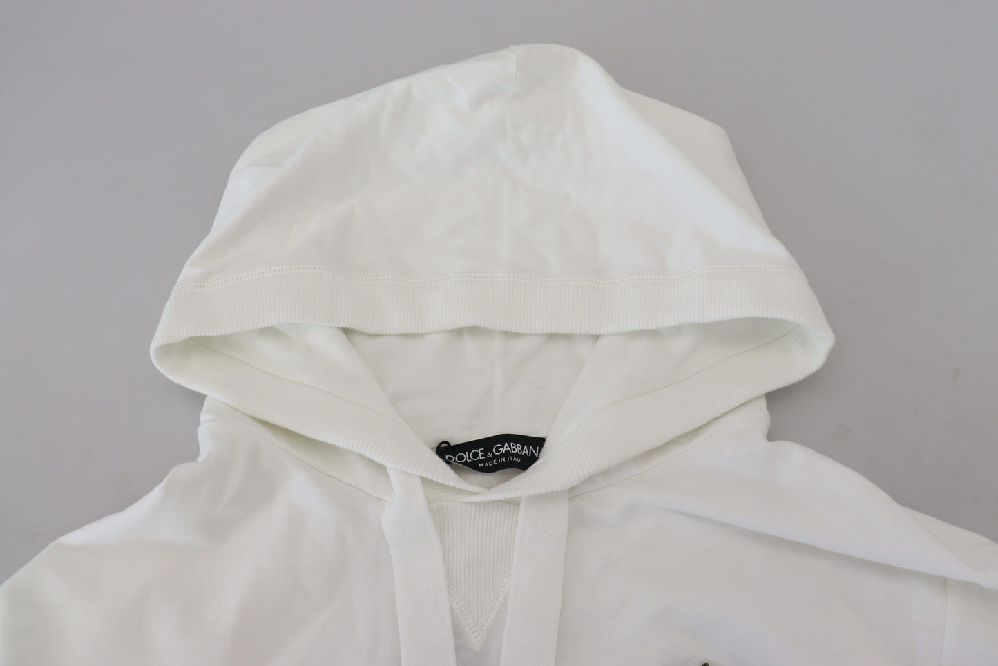 Dolce &amp; Gabbana Weißes Baumwoll-Kapuzensweatshirt mit Logo