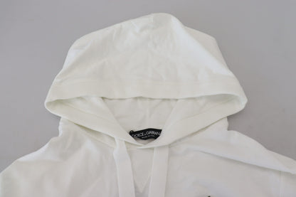 Dolce &amp; Gabbana Weißes Baumwoll-Kapuzensweatshirt mit Logo