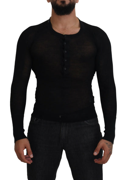 Dolce &amp; Gabbana – Schwarzer Kaschmirpullover mit Knöpfen