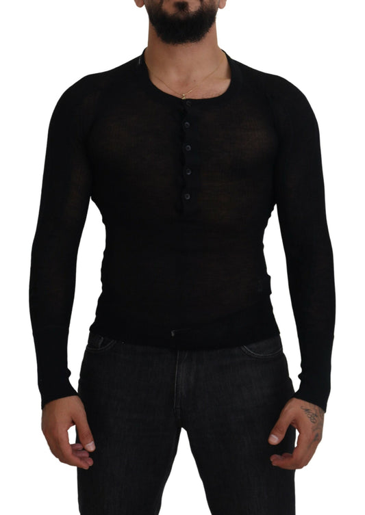 Dolce &amp; Gabbana – Schwarzer Kaschmirpullover mit Knöpfen