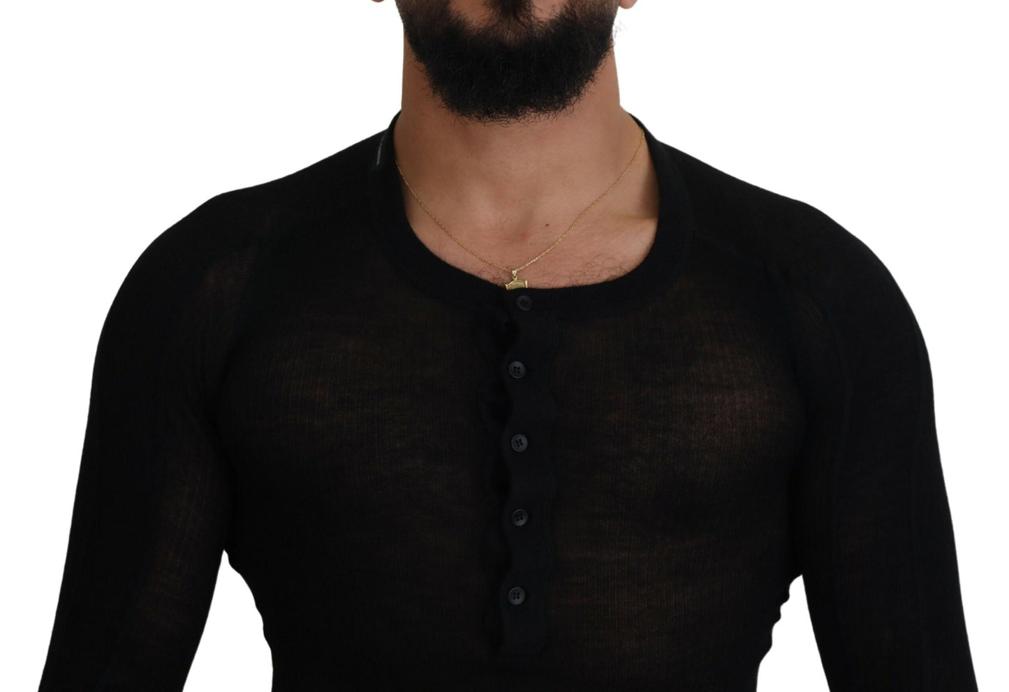 Dolce &amp; Gabbana – Schwarzer Kaschmirpullover mit Knöpfen