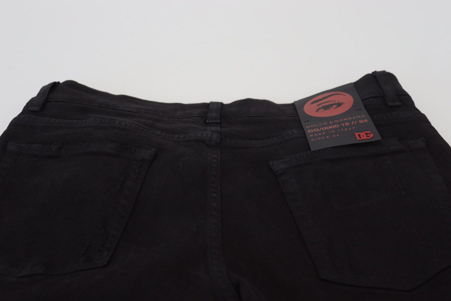 Dolce &amp; Gabbana – Schwarze Slim Fit-Jeans aus zerfetztem Baumwolldenim
