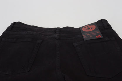 Dolce &amp; Gabbana – Schwarze Slim Fit-Jeans aus zerfetztem Baumwolldenim