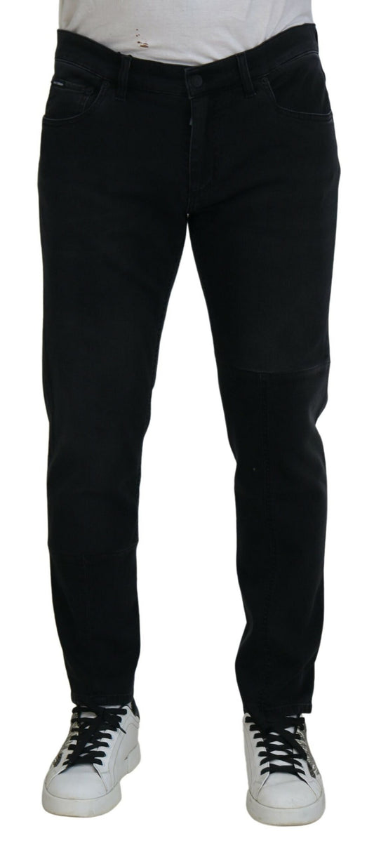 Dolce &amp; Gabbana – Schwarze Skinny-Jeans mit Engel-Stickerei