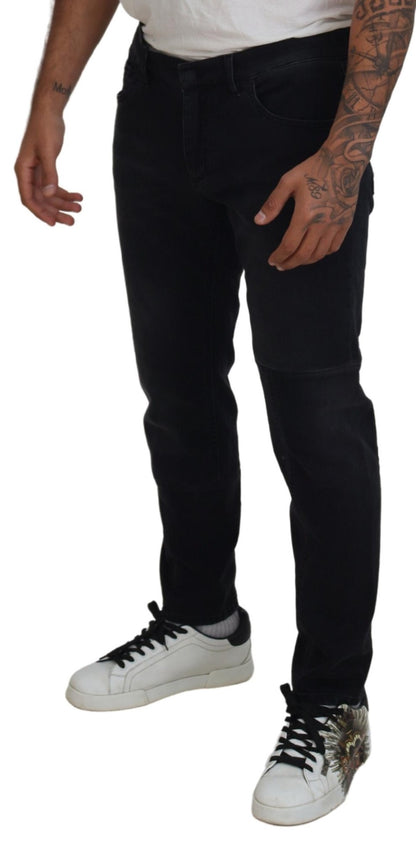 Dolce &amp; Gabbana – Schwarze Skinny-Jeans mit Engel-Stickerei