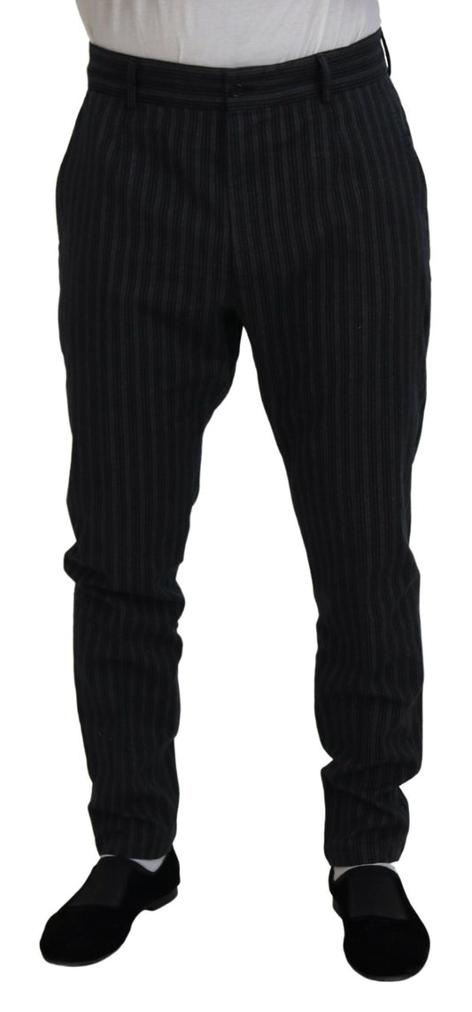 Dolce &amp; Gabbana – Dunkelgrau gestreifte Chino-Anzughose