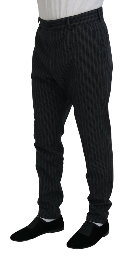 Dolce &amp; Gabbana – Dunkelgrau gestreifte Chino-Anzughose