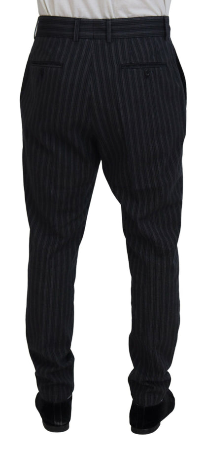 Dolce &amp; Gabbana – Dunkelgrau gestreifte Chino-Anzughose