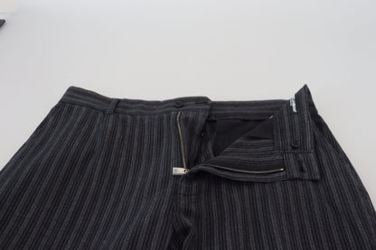 Dolce &amp; Gabbana – Dunkelgrau gestreifte Chino-Anzughose