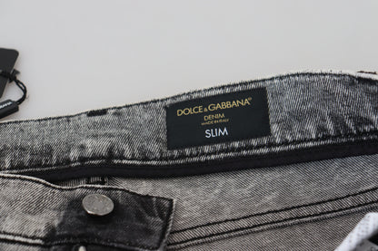 Dolce &amp; Gabbana Graue Slim Fit-Jeans aus gewaschener Baumwolle für Herren
