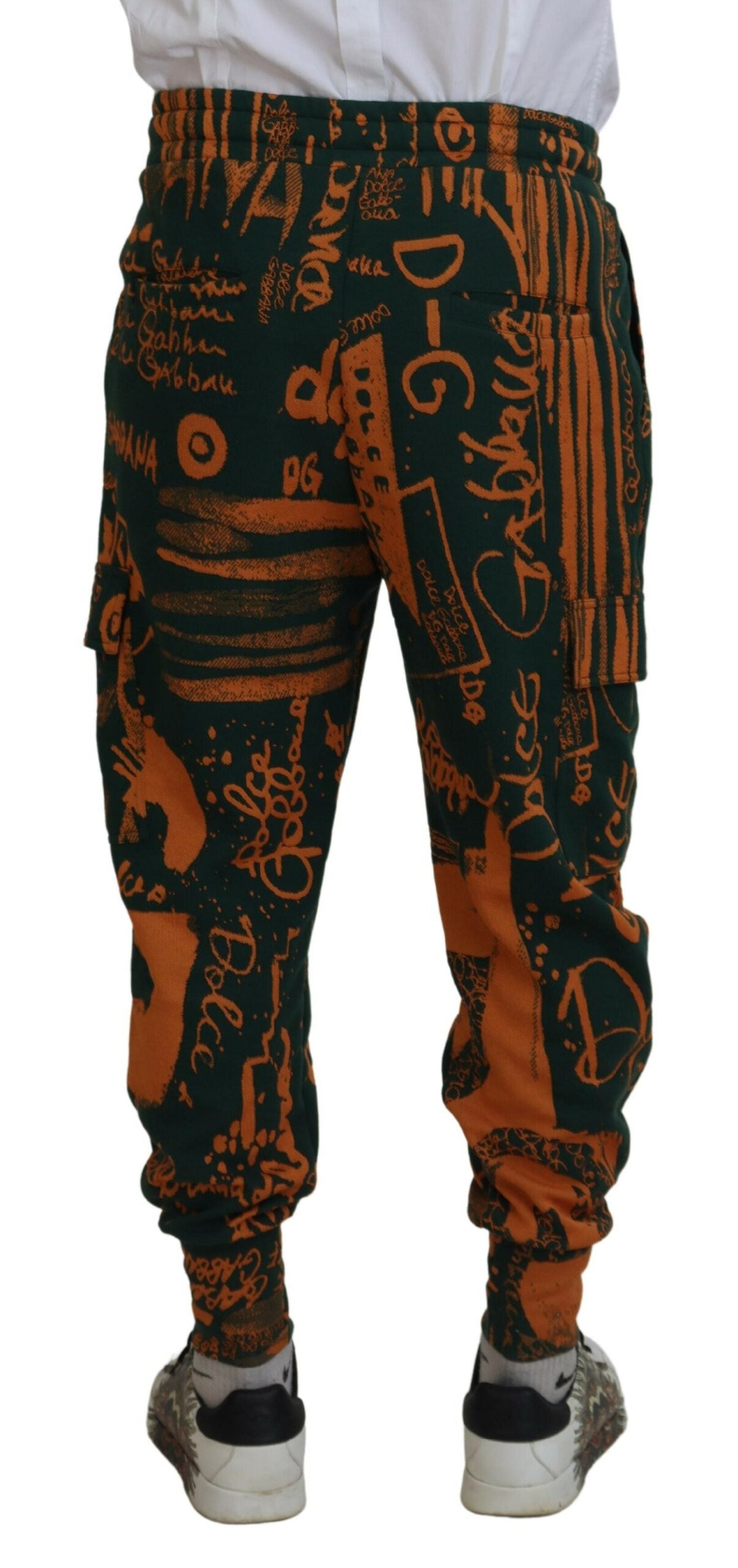 Dolce &amp; Gabbana Cargo-Jogginghose aus Seide mit mehrfarbigem Logo-Print