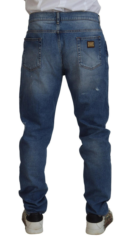 Dolce &amp; Gabbana – Blau verwaschene Skinny-Jeans aus Baumwolldenim