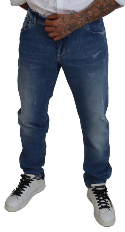Dolce &amp; Gabbana – Blau verwaschene Skinny-Jeans aus Baumwolldenim