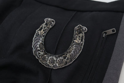 Dolce &amp; Gabbana – Schwarze Jogginghose aus Wolle mit Hufeisendesign