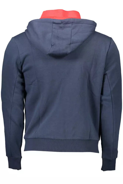 U.S. POLO ASSN. Schickes blaues Sweatshirt mit Kapuze und Reißverschluss – gesticktes Detail