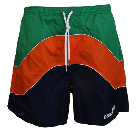 Dsquared² Multicolor Logo Print Men Beachwear Swimwear Shorts