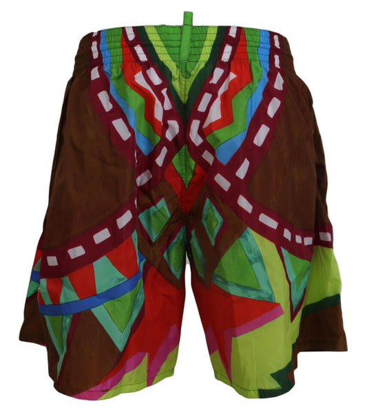 Dsquared² Multicolor Printed Men Beachwear Swimwear Shorts