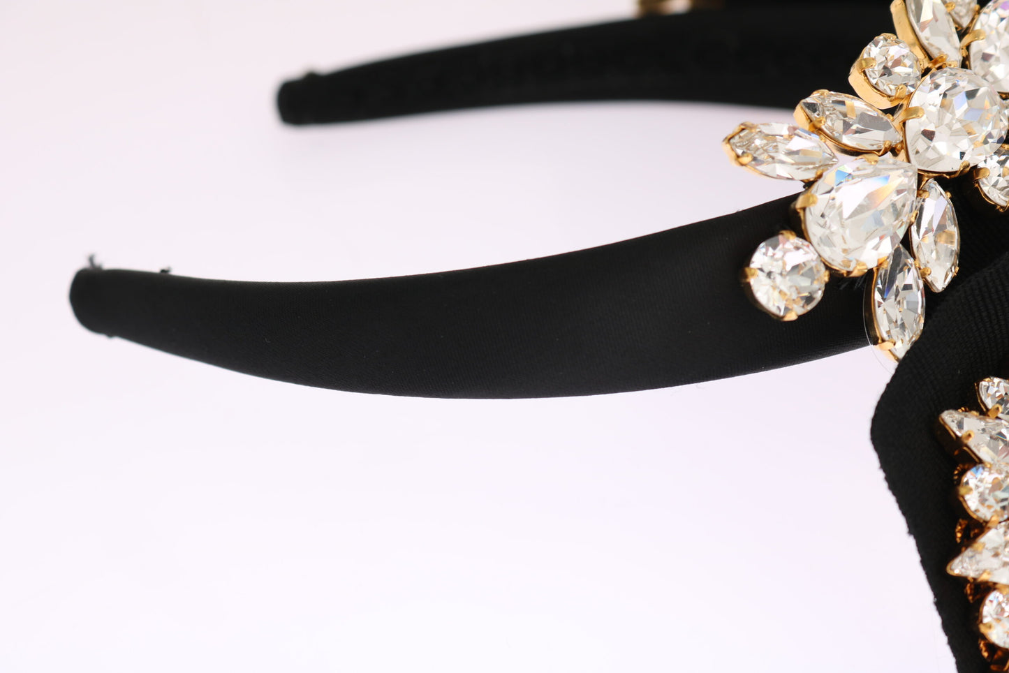 Dolce &amp; Gabbana Schwarz Kristall Weiß Haar Parrucchiera Stirnband Diadem