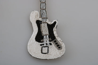 Dolce &amp; Gabbana Gold Messing Perlen Gitarre Pin Accessoire Brosche
