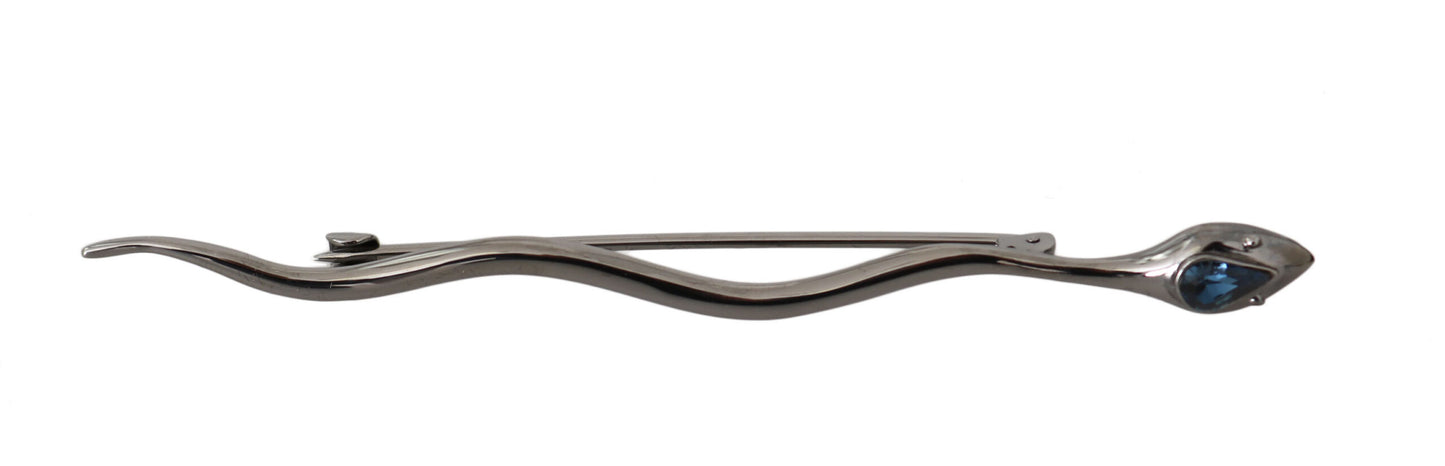 Dolce &amp; Gabbana Silber Messing Kristall Spilla Serpente Brosche Pin