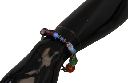 Dolce &amp; Gabbana – Mehrfarbiges Armband mit silberner Kette und Messingperlen und Karabinerverschluss
