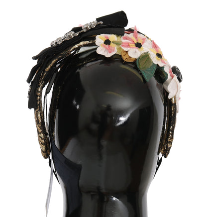 Dolce &amp; Gabbana Multicolor Tiara Floral Crystal Bow Diadem Headband