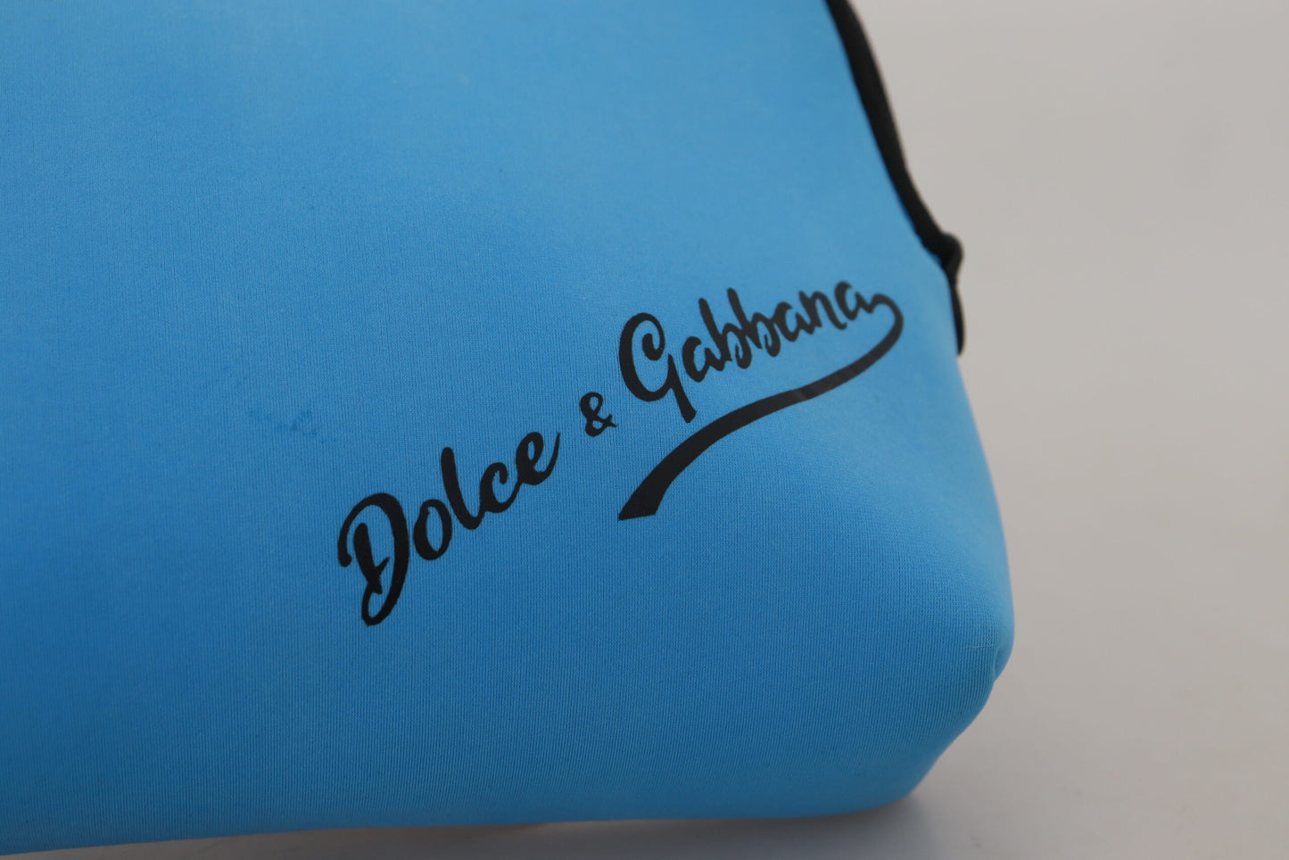 Dolce &amp; Gabbana Blue Logo Print Hand Pouch Leopard Print Toiletry Bag