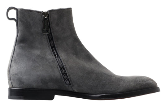 Dolce &amp; Gabbana Grau Leder Herren Stiefeletten Schuhe