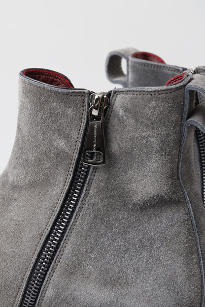 Dolce &amp; Gabbana Grau Leder Herren Stiefeletten Schuhe