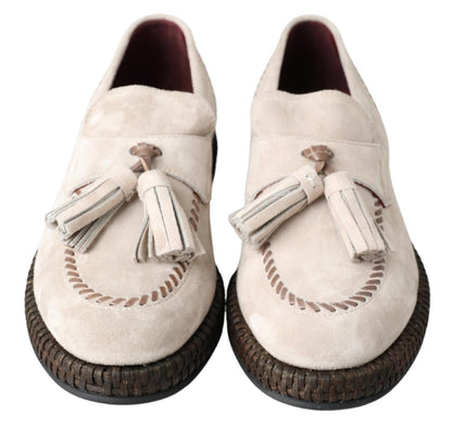Dolce &amp; Gabbana Elfenbeinfarbene Espadrilles aus Wildleder für Herren