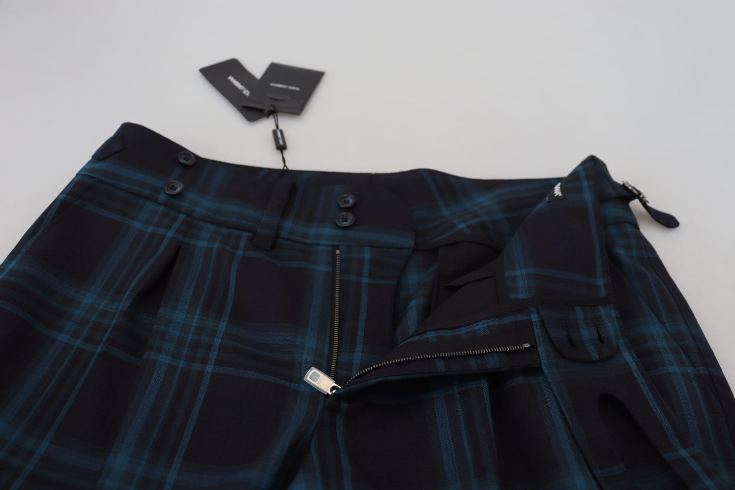 Dolce &amp; Gabbana Blau Lila karierte Wollhose