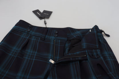 Dolce &amp; Gabbana Blau Lila karierte Wollhose