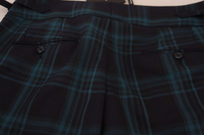 Dolce &amp; Gabbana Blau Lila karierte Wollhose