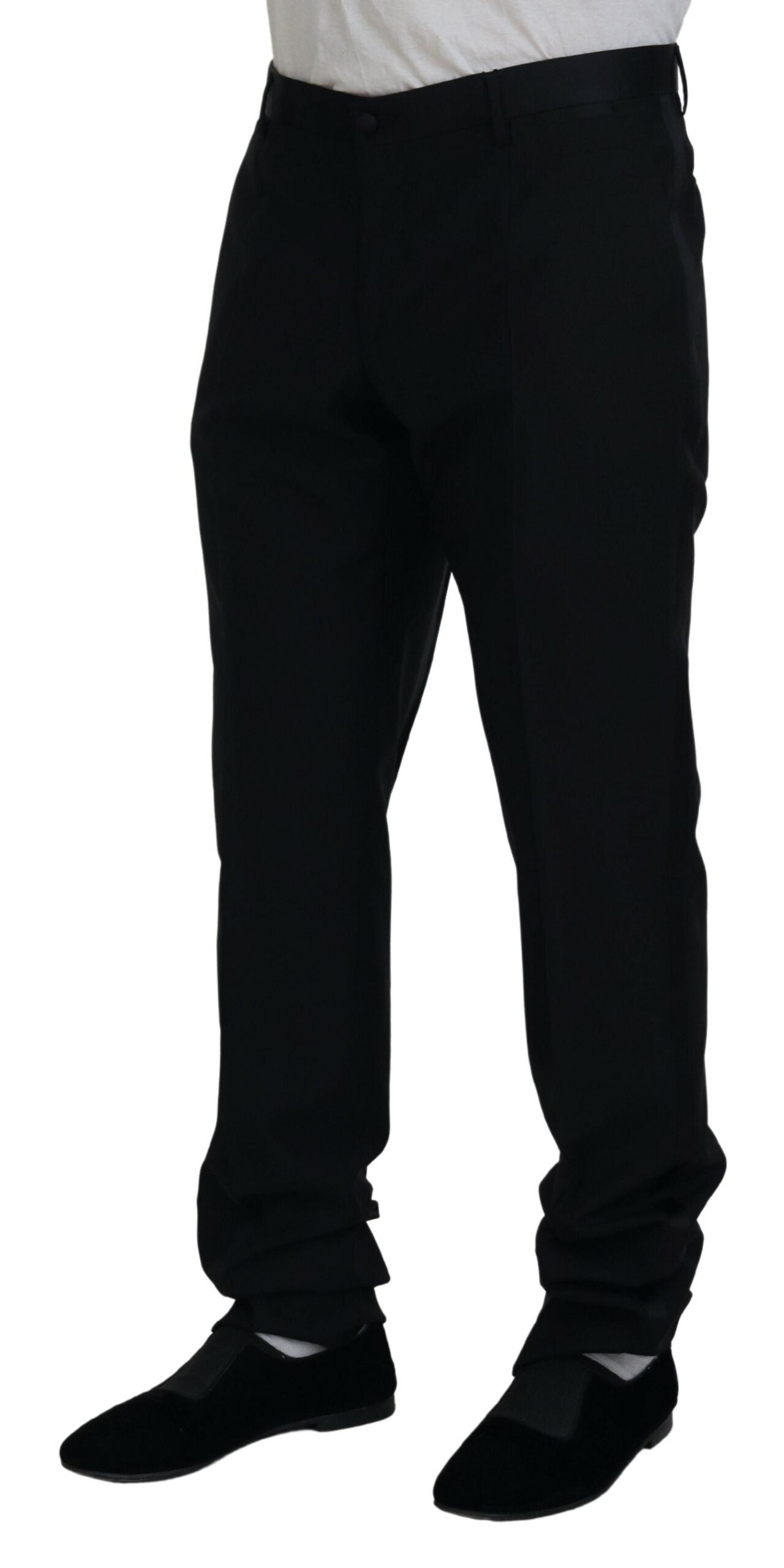 Dolce &amp; Gabbana Schwarze Hose aus Wollseide